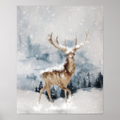 Winter Deer in sneeuw Poster (Voorkant)