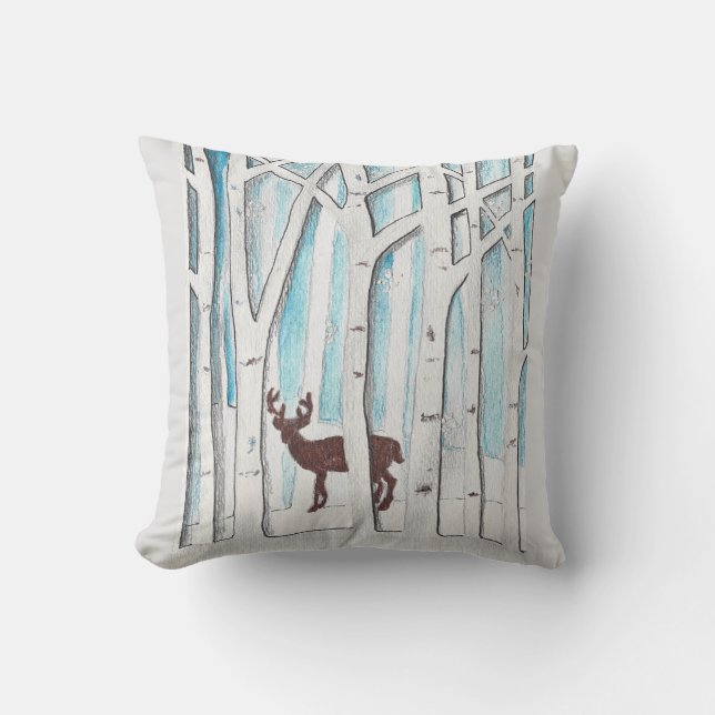 Winter Deer-ontwerp op Kussen (Voorkant)