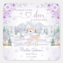 Winter Deer Paarse Sneeuwvlok Baby shower