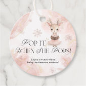 Winter Deer Pop het als ze Pop Baby shower Bedankjes Labels (Voorkant)
