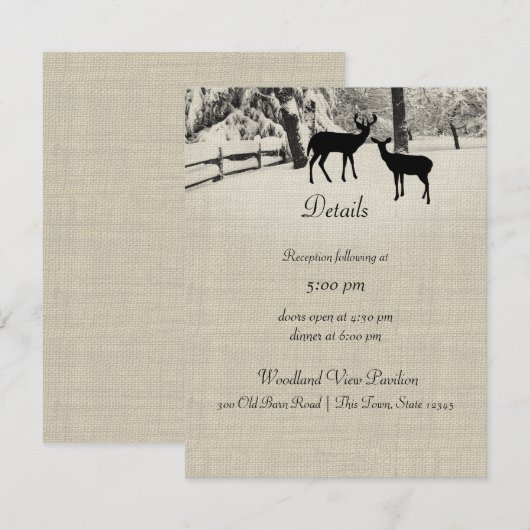 Winter Deer Receptie Informatie Kaart (Voorkant / Achterkant)