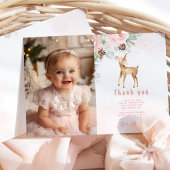 Winter Deer rose pâle carte de remerciements photo