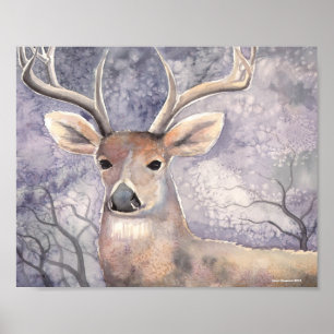 Winter Deer Wildlife Waterverf Art Poster