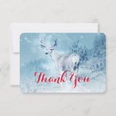 Winter Deer with Pine Trees Dank je Bedankkaart (Voorkant)