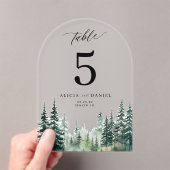 Winter dennenboom berg bruiloft tafel nummer acryl uitnodigingen (Insitu (Draagbaar))
