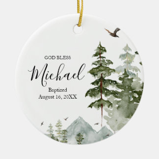 Winter dennenboom bos doop God zegene Keramisch Ornament