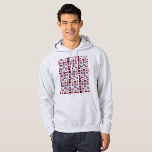 Winter Design Mannen Pattern Hooded Sweatshirt (Voorkant volledig)