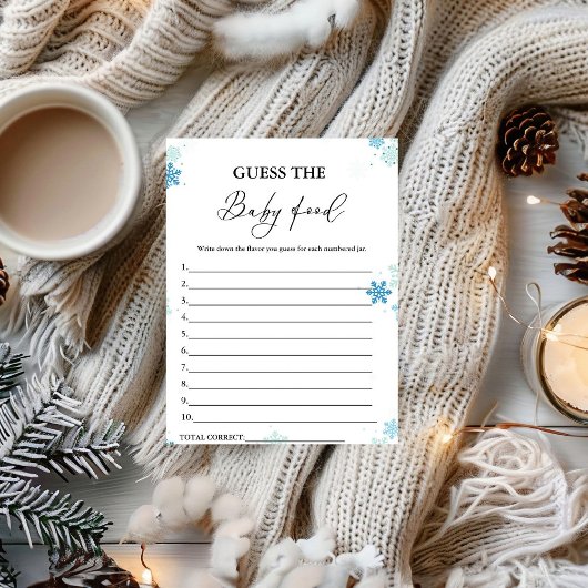 Winter Devinez The Baby Food Baby shower Carte de 