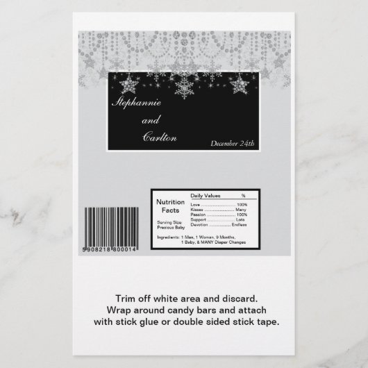 Winter Diamond Wedding Hershey's Large Bar Wrapper Flyer (Voorkant)