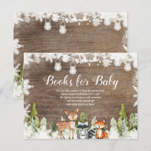 Winter Dieren Hout Sneeuwvlokken Boeken voor Baby Briefkaart