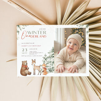 Winter Dieren Onederland Peuter Foto Eerste Verjaa Kaart