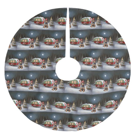 Winter Doberman Caravan Kerstavontuur Kerstboom Rok (Voorkant)