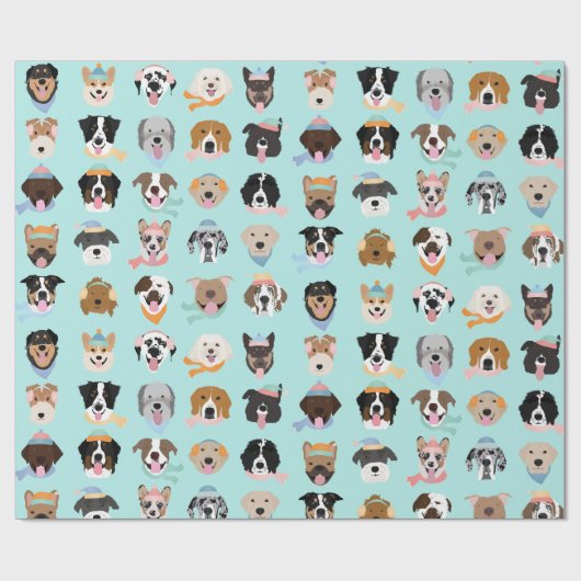 Winter Dog Faces Cadeaupapier (Vlak)