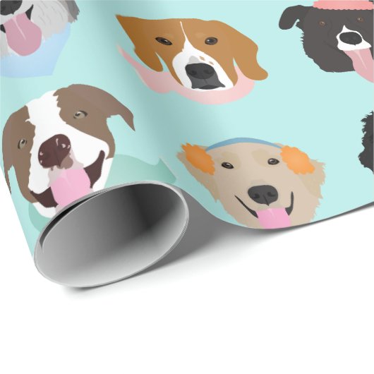 Winter Dog Faces Cadeaupapier (Rol Hoek)