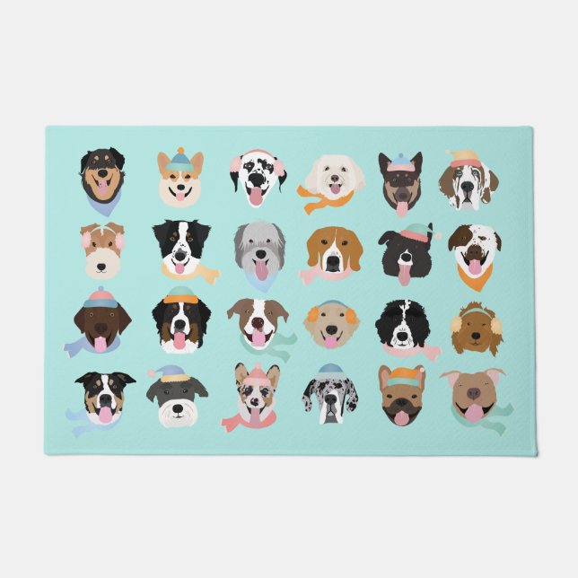 Winter Dog Faces Deurmat (Voorkant)