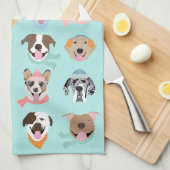 Winter Dog Faces Theedoek (Quarter Fold)