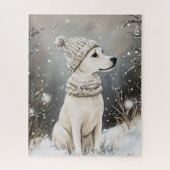 winter Dog Knitted Hat Snow Legpuzzel (Verticaal)
