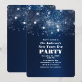 Winter Donkerblauw Zilver Sparkling New Years Eve Kaart (Voorkant / Achterkant)