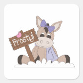 Winter Donkey Vierkante Sticker (Voorkant)