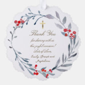 winter doop dank u ornament kaart (Achterkant)