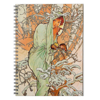  winter door Alphonse Mucha Notitieboek