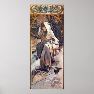 winter door Alphonse Mucha Poster