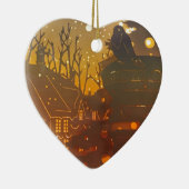 Winter dorpsnachtelijke scène keramisch ornament (Rechts)