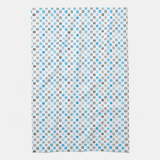 Winter Dot Pattern Wit Blauw Grijs Keuken Handdoek (Verticaal)