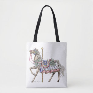 Winter Draaimolen Paard Boodschappentas Draagtas