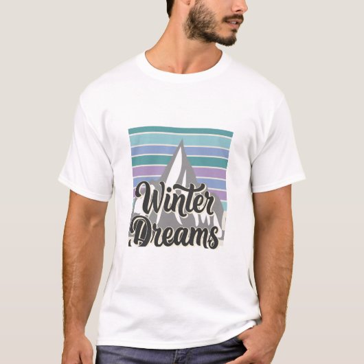 Winter Dreams Snowy Mountain Retro Vibes T-Shirt (Voorkant)