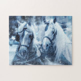 Winter Drivers Foto van het prachtige paardenteam Legpuzzel