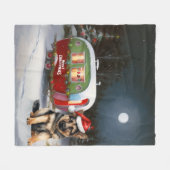 Winter Duitse Herder Caravan Kerstavontuur Fleece Deken (Voorkant (Horizontaal))