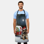 Winter Duitse Herder Caravan Kerstavontuur Schort (Gedragen)