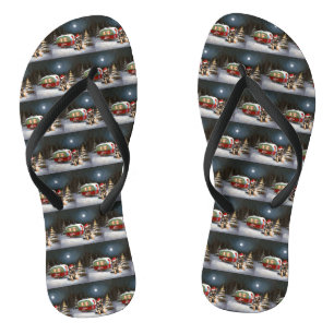 Winter Duitse Herderskaravaan Kerstavontuur Teenslippers