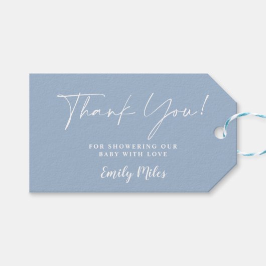 Winter Dusty Blue Dank u labels Cadeaulabel (Voorkant (Horizontaal))