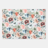 Winter Dusty Blue & Roze Roses Pine & Roos Hip Inpakpapier Vel (Voorkant 2)