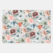 Winter Dusty Blue & Roze Roses Pine & Roos Hip Inpakpapier Vel (Voorkant 3)