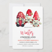 Winter dwergen scandi schattig verjaardagsfeest kaart (Voorkant)