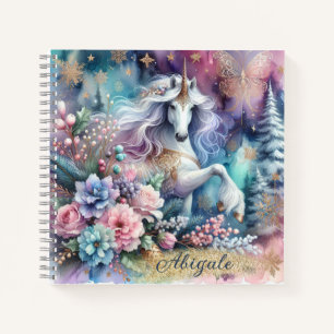 Winter eenhoorn magische scène 4 - personaliseren notitieboek
