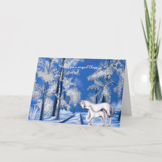 Winter Eenhoorns Kerstmis Feestdagen Kaart (Voorkant)