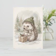 Winter Egeltje Vintage Woodland Watercolor Bos