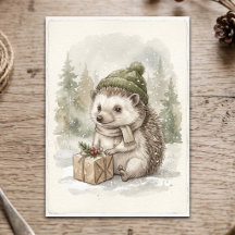 Winter Egeltje Vintage Woodland Watercolor Bos