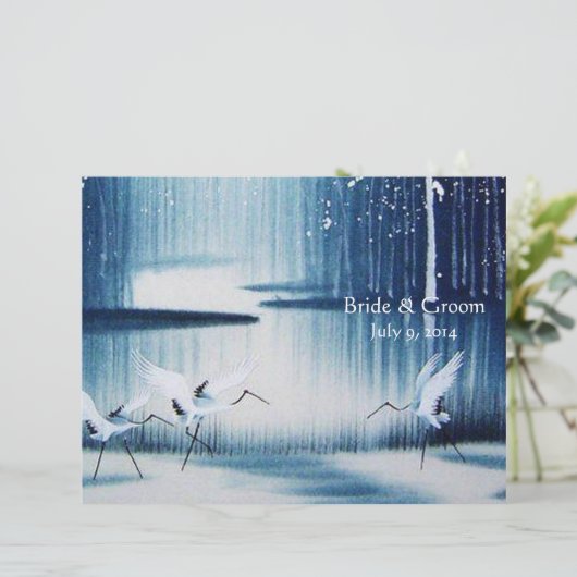 Winter Egrets Folded Wedding Programme (Staand voorkant)