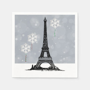 Winter Eiffeltoren, Snowflake-ballonkerst Servet