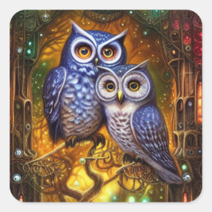 Winter Eigenaren in Forest Steampunk Gothic Digita Vierkante Sticker