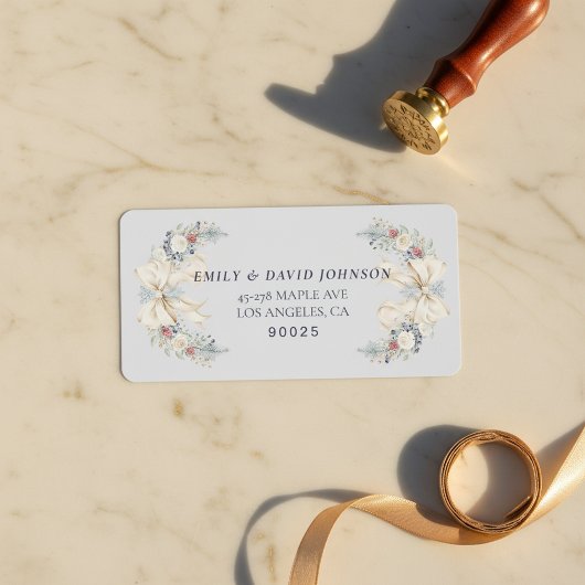 Winter Elegance with Cream Bow Address Label