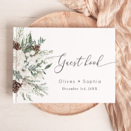 Winter elegante evergeen bruiloft gastenboek