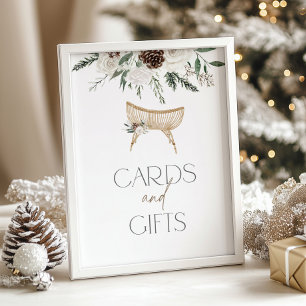 Winter elegante kraamkaarten en cadeaus poster