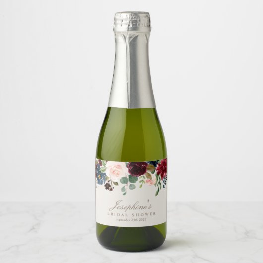 Winter Elegantie Mini Mousserende Wijnfles Etikett Sparkling Wijnetiket (Voorkant)