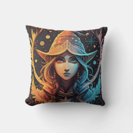 Winter Elf Whimsy: Mooi Logo-stijl ontwerp Kussen